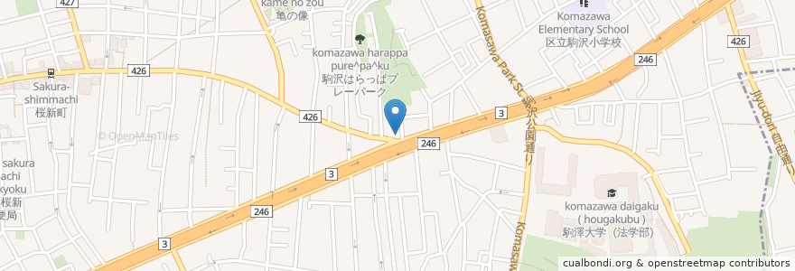 Mapa de ubicacion de 駒沢どうぶつ病院 en 日本, 東京都, 世田谷区.