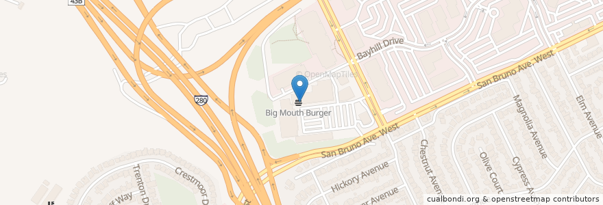 Mapa de ubicacion de Cafe Grillades en United States, California, San Mateo County, San Bruno.