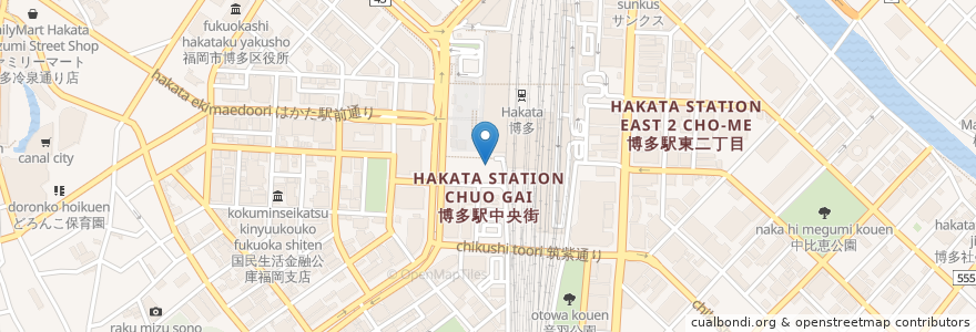 Mapa de ubicacion de Ooyama Main Store. Kitta Hakata Bldg. Motsunabe en 日本, 福岡県, 福岡市, 博多区.