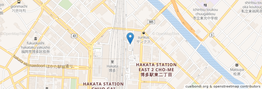 Mapa de ubicacion de Hakata Ikkousha Hakata DEITOS, Ramen en Japan, Präfektur Fukuoka, 福岡市, 博多区.