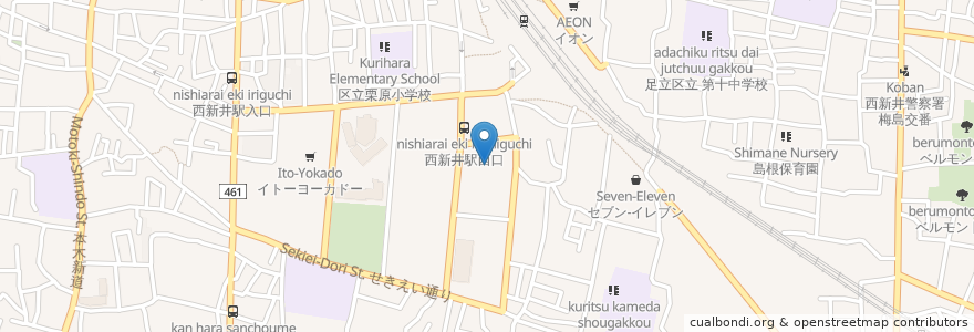 Mapa de ubicacion de THE SPA 西新井 en Giappone, Tokyo, 足立区.