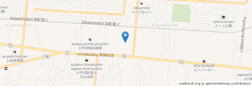 Mapa de ubicacion de 小平天然温泉;テルメ小川 en Japan, 東京都, 小平市.