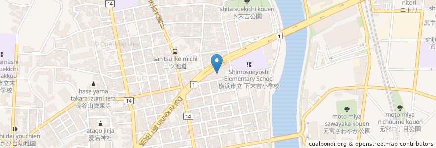 Mapa de ubicacion de ヨコヤマ・ユーランド鶴見（Ｐ無） en 日本, 神奈川県, 横浜市, 鶴見区.