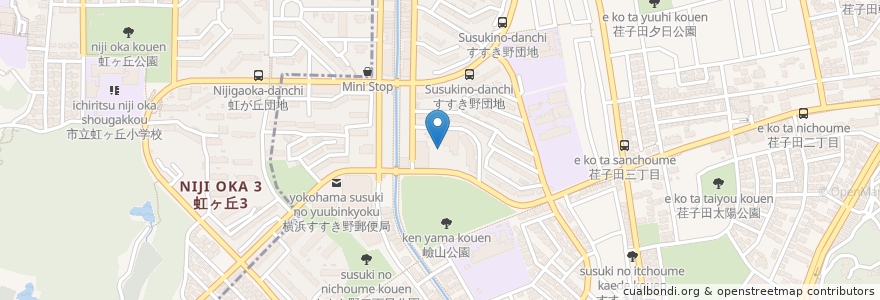 Mapa de ubicacion de すすき野;湯けむりの里 en 일본, 가나가와현, 요코하마시, 青葉区.