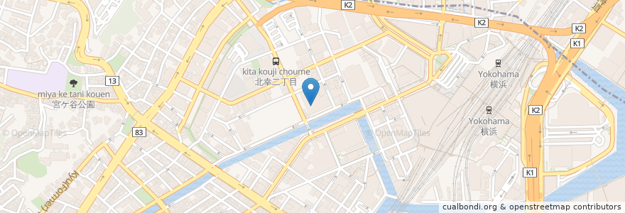 Mapa de ubicacion de 横浜天然温泉;SPA EAS（Ｐ無） en Japão, 神奈川県, 横浜市, 西区, 神奈川区.