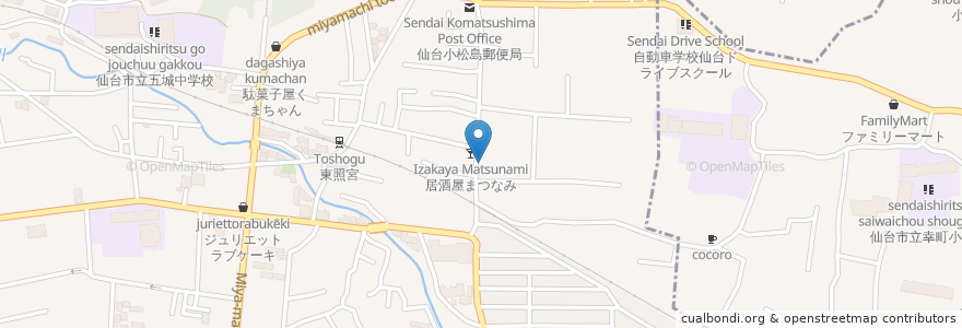 Mapa de ubicacion de 黒軍鶏カレー屋 en اليابان, 宮城県, 仙台市, 青葉区.