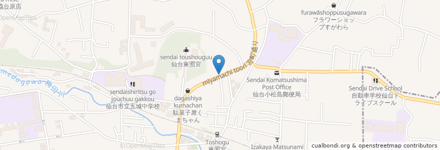 Mapa de ubicacion de 本家かまどや 東照宮店 en اليابان, 宮城県, 仙台市, 青葉区.