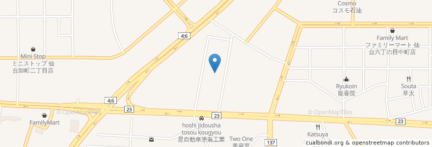 Mapa de ubicacion de ハーフタイム en اليابان, 宮城県, 仙台市, 若林区.