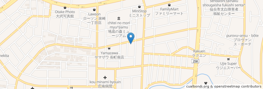 Mapa de ubicacion de 世界心道教仙台教会 en 日本, 宮城県, 仙台市, 太白区.