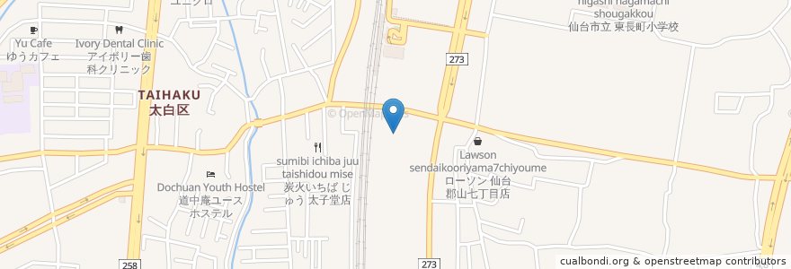 Mapa de ubicacion de ツルハドラッグ　仙台太子堂店 en 日本, 宮城県, 仙台市, 太白区.