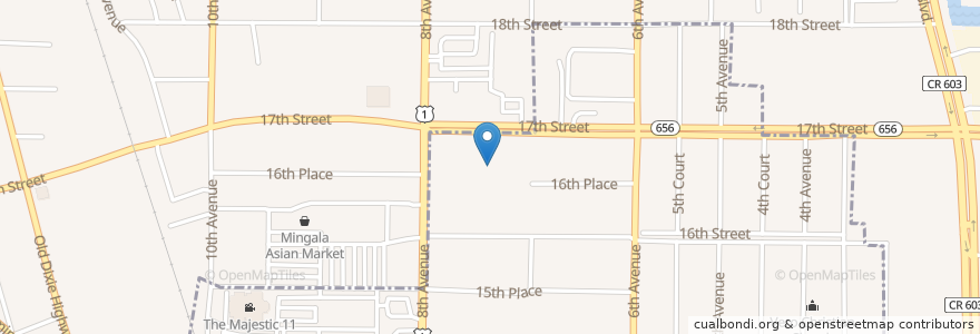 Mapa de ubicacion de Red Bird Cafe en アメリカ合衆国, フロリダ州, Indian River County, Vero Beach.