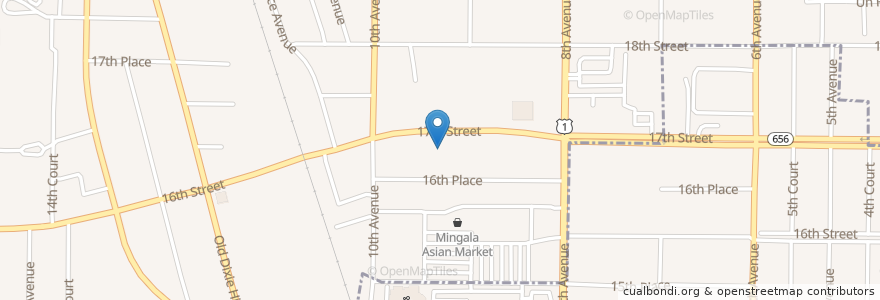 Mapa de ubicacion de Palato Cafe en アメリカ合衆国, フロリダ州, Indian River County, Vero Beach.