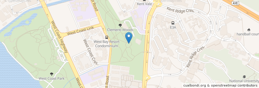 Mapa de ubicacion de Amphitheatre at Clementi Woods Park en Singapura, Southwest.