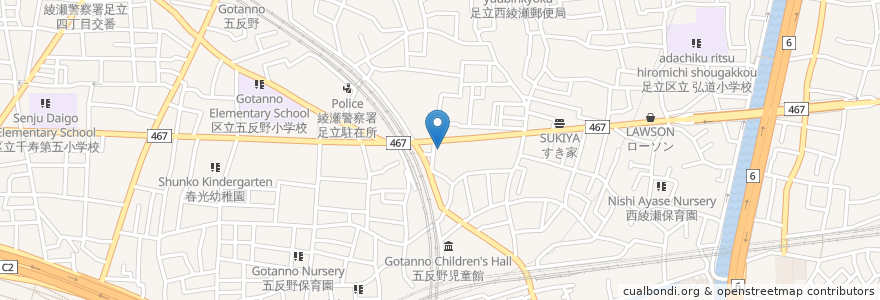 Mapa de ubicacion de ガスト en 日本, 東京都, 足立区.