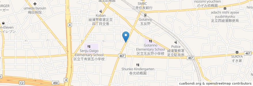Mapa de ubicacion de サトムラ薬局 en Japan, 東京都, 足立区.