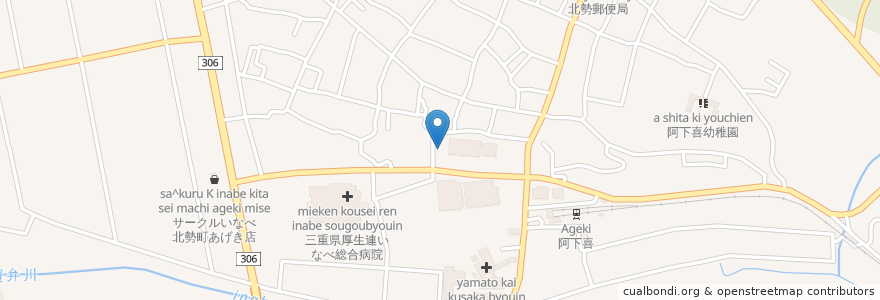 Mapa de ubicacion de 阿下喜温泉;あじさいの里 en 일본, 미에현, いなべ市.