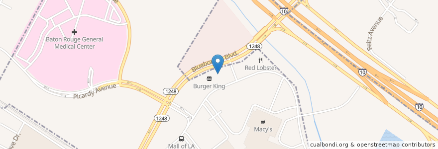 Mapa de ubicacion de Copeland's Cheesecake Bistro en United States, Louisiana, East Baton Rouge Parish, Baton Rouge.
