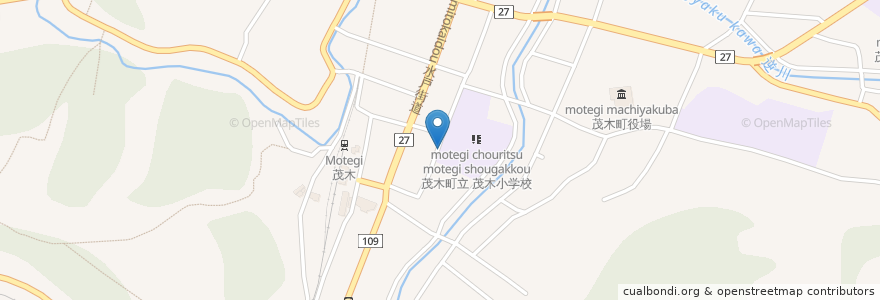Mapa de ubicacion de 菅原神社 en 日本, 栃木県, 芳賀郡, 茂木町.