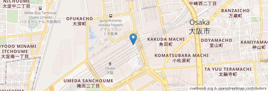 Mapa de ubicacion de デリカフェ・キッチン大阪ｍｉｄｏ en Япония, Осака, 大阪市, 北区.
