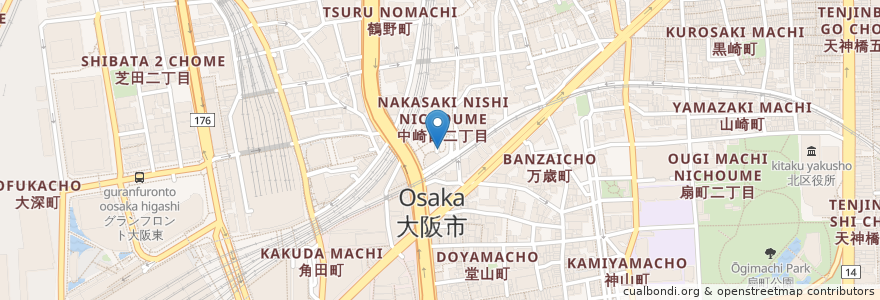 Mapa de ubicacion de クリスタルホール en Japan, Osaka Prefecture, Osaka, Kita Ward.