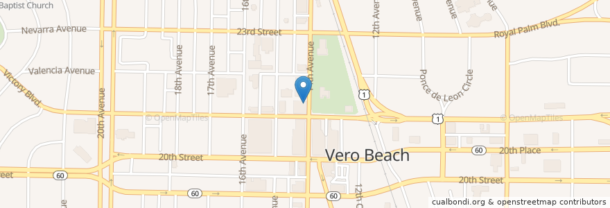 Mapa de ubicacion de Italian Kitchen en 美利坚合众国/美利堅合眾國, 佛罗里达州/佛羅里達州, Indian River County, Vero Beach.
