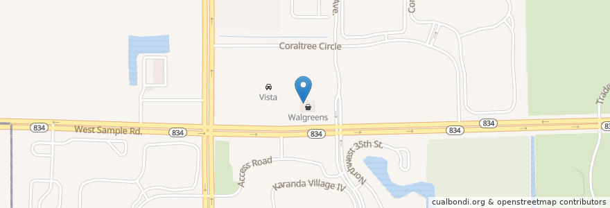 Mapa de ubicacion de Walgreens en Amerika Syarikat, Florida, Broward County, Coconut Creek.
