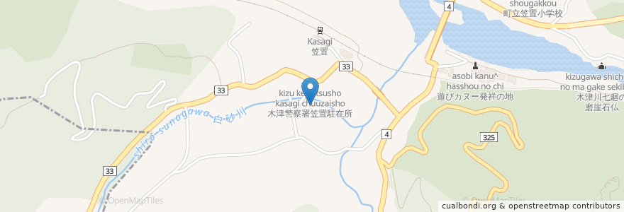 Mapa de ubicacion de 天然わかさぎ温泉;笠置いこいの館 en Giappone, Prefettura Di Kyoto, 相楽郡, 笠置町.