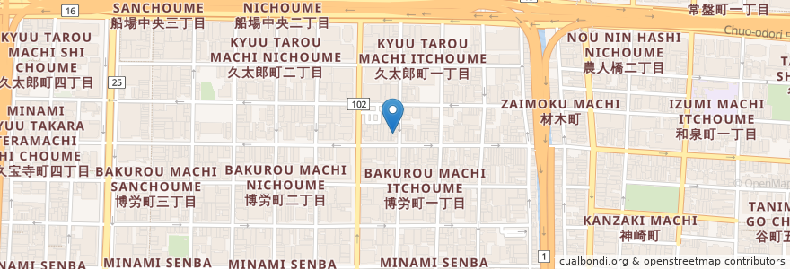 Mapa de ubicacion de Midnight Sun en 일본, 오사카부, 오사카, 中央区.