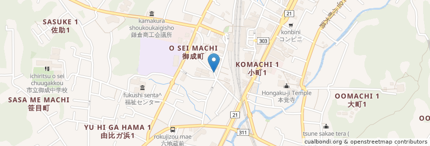 Mapa de ubicacion de Vicolo en Japon, Préfecture De Kanagawa, 鎌倉市.