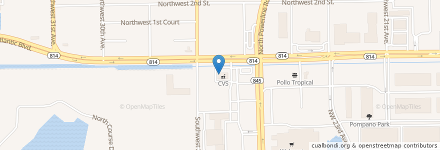 Mapa de ubicacion de CVS Pharmacy en 미국, 플로리다주, Broward County, Pompano Beach.