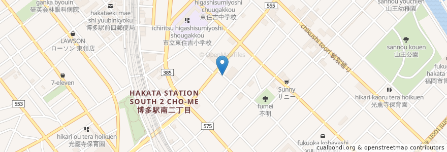 Mapa de ubicacion de とんかつ大将 en Japan, Präfektur Fukuoka, 福岡市, 博多区.