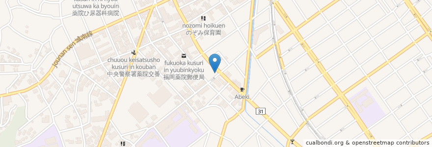 Mapa de ubicacion de うなぎ処　山道 en 日本, 福岡県, 福岡市, 中央区.