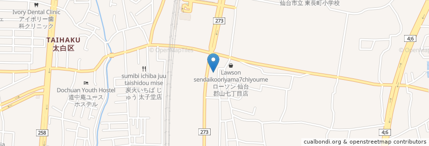 Mapa de ubicacion de VINTAGE CAFE en Japão, 宮城県, 仙台市, 太白区.