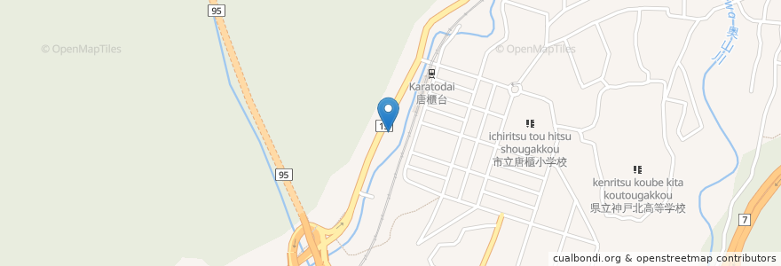 Mapa de ubicacion de 鹿之子温泉;からとの湯 en Japonya, 兵庫県, 神戸市, 北区.
