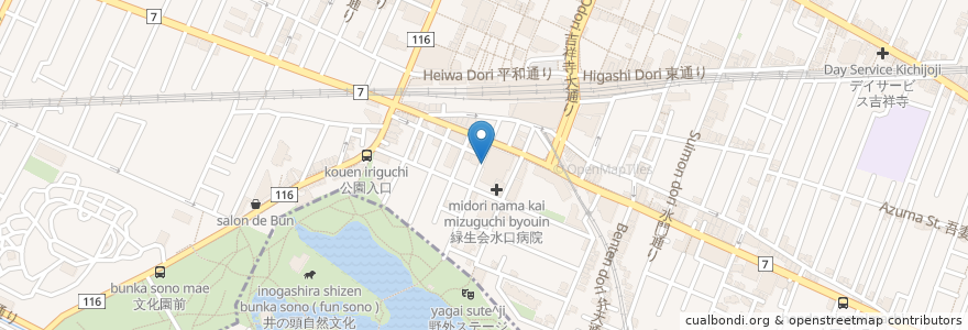 Mapa de ubicacion de Marion Crêpes en Japonya, 東京都, 武蔵野市.