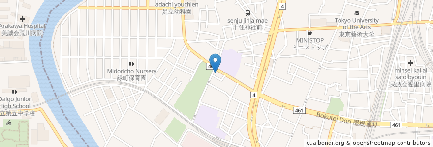 Mapa de ubicacion de あいほいくえん en Japonya, 東京都, 足立区.