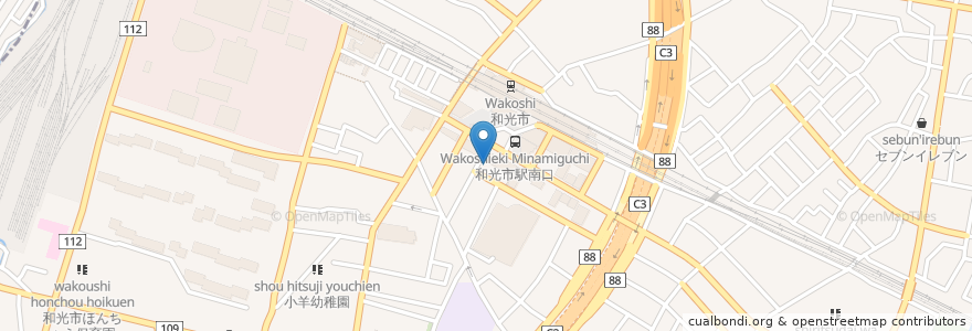 Mapa de ubicacion de 三菱UFJ銀行 en Japão, 埼玉県, 和光市.