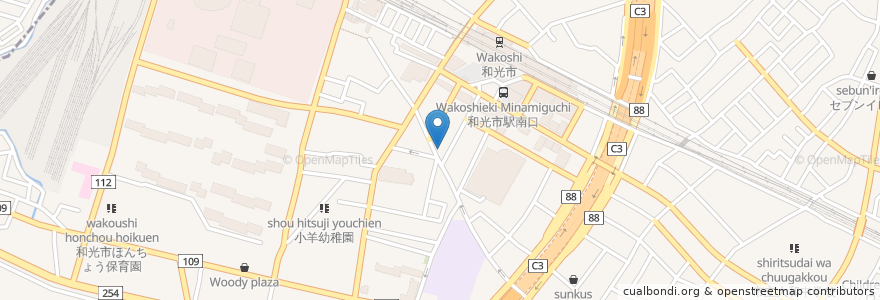 Mapa de ubicacion de カラオケ館 en Япония, Сайтама, 和光市.