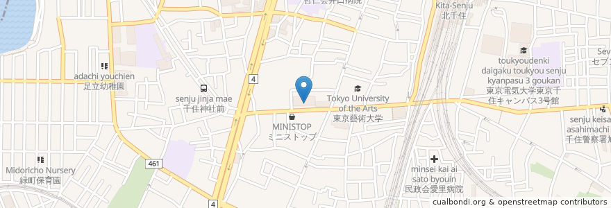 Mapa de ubicacion de 千葉銀行 en Japão, Tóquio, 足立区.