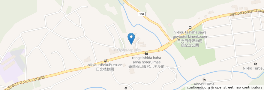 Mapa de ubicacion de 花石町公民館 en 日本, 栃木県, 日光市.