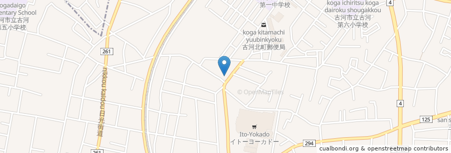 Mapa de ubicacion de ジョティ en 일본, 이바라키현, 古河市.