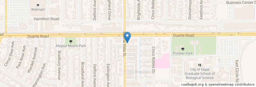Mapa de ubicacion de VJ's Burgers en Amerika Syarikat, California, Los Angeles County, Duarte.