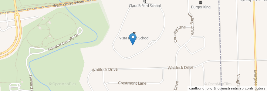 Mapa de ubicacion de Clara B. Ford Academy en United States, Michigan, Wayne County, Detroit, Dearborn Heights.