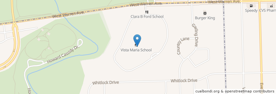 Mapa de ubicacion de Vista Meadows Academy en Amerika Syarikat, Michigan, Wayne County, Detroit, Dearborn Heights.