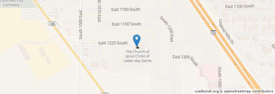 Mapa de ubicacion de The Church of Jesus Christ of Latter-day Saints en Amerika Syarikat, Utah, Davis County, Clearfield.