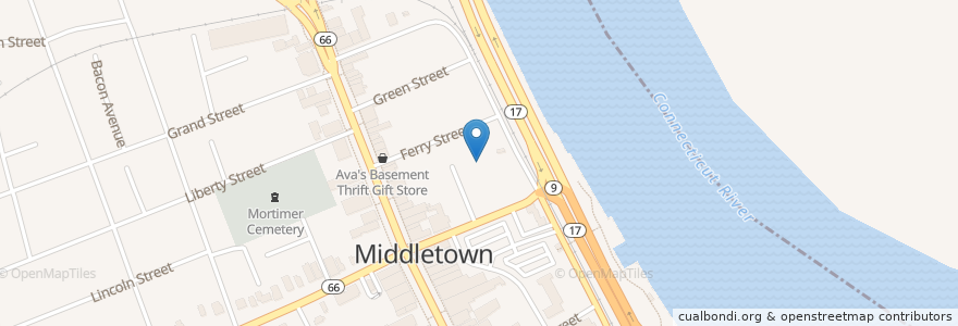 Mapa de ubicacion de Tat Wong Kung Fu Academy en 미국, 코네티컷, Middlesex County, Middletown.