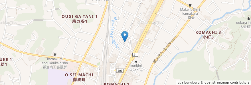 Mapa de ubicacion de 鉄砲串 en 日本, 神奈川県, 鎌倉市.