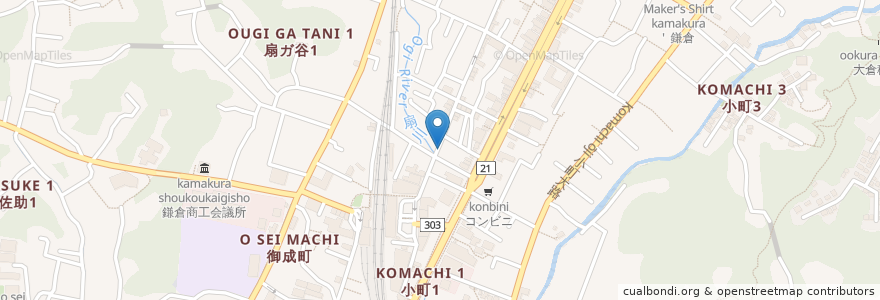 Mapa de ubicacion de 居酒屋 あじたろう en Japan, Präfektur Kanagawa, 鎌倉市.