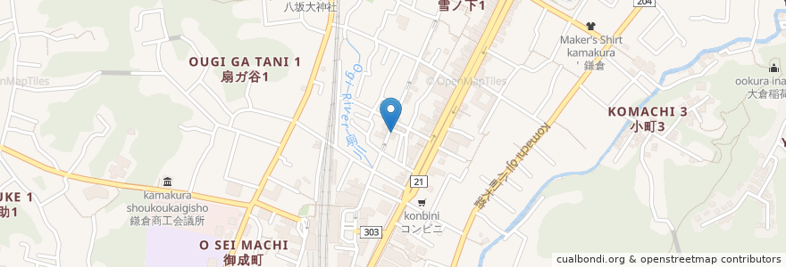 Mapa de ubicacion de VILLAGE CAFE en Japan, Präfektur Kanagawa, 鎌倉市.