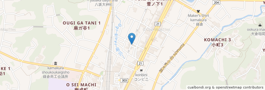 Mapa de ubicacion de はんなりいなり en Japan, Kanagawa Prefecture, Kamakura.